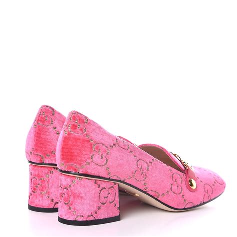 gucci sylvie velvet pink shoes|Gucci brown velvet loafers.